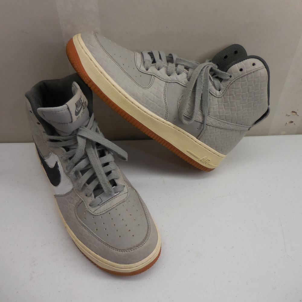 Nike Air Force 1 High Wolf Grey Croc Embossed Gum Sole Sneakers 654440-008 US 10